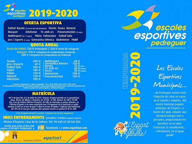 Obert el període de matrícula per a la propera temporada de les escoles esportives municipals